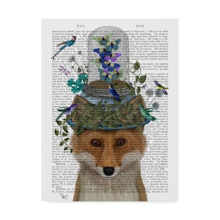 Fab Funky 'Fox With Butterfly Bell Jar On Text' Canvas Art,35x47